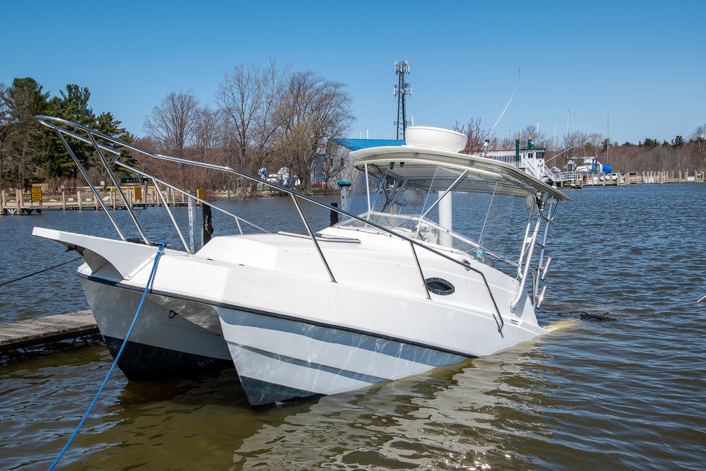 Damaged boat following a boating accident in Florida waters