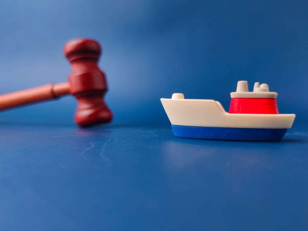Gavel and boat model representing a Florida boating under the influence injury claim