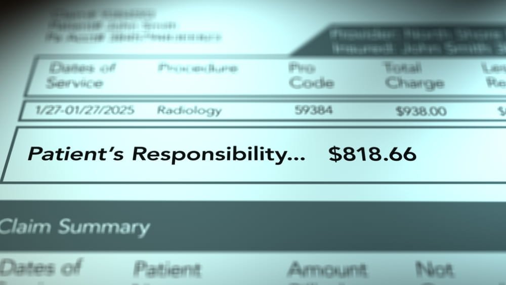 Hospital bill showing patient financial responsibility after a Florida medical malpractice injury